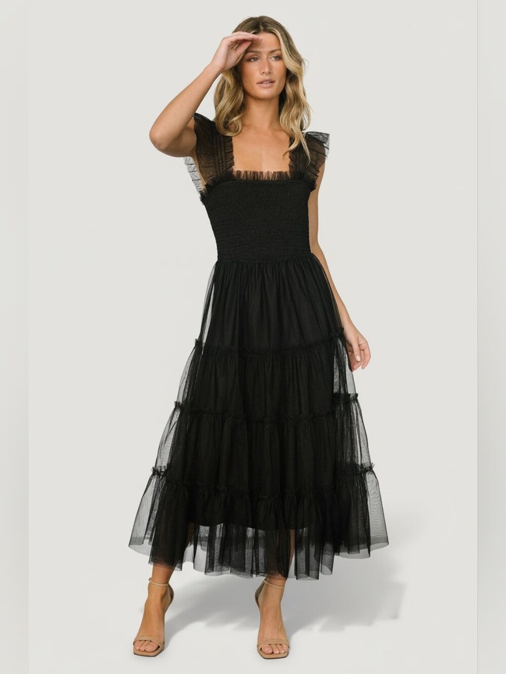 Baltic Born | Emma Smocked Tulle Black Dress Size XL